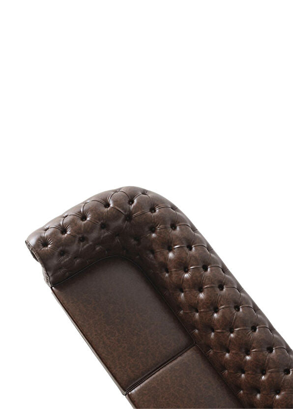 Mozart Kahverengi Deri Chester Kanepe