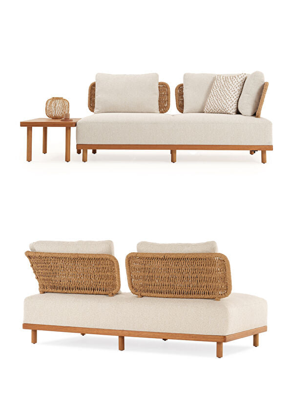 Avend Ekru Iroko Sehpalı Bahçe Kanepesi