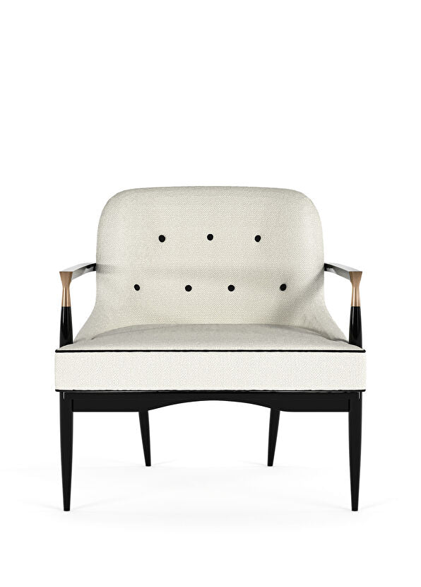 Morini Ahşap Ayaklı Beyaz Tekli Koltuk