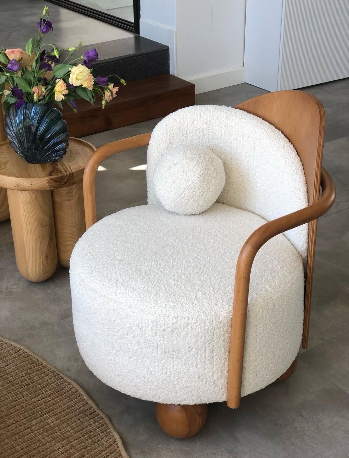 MODULA AHŞAP TOP YASTIKLI BERJER