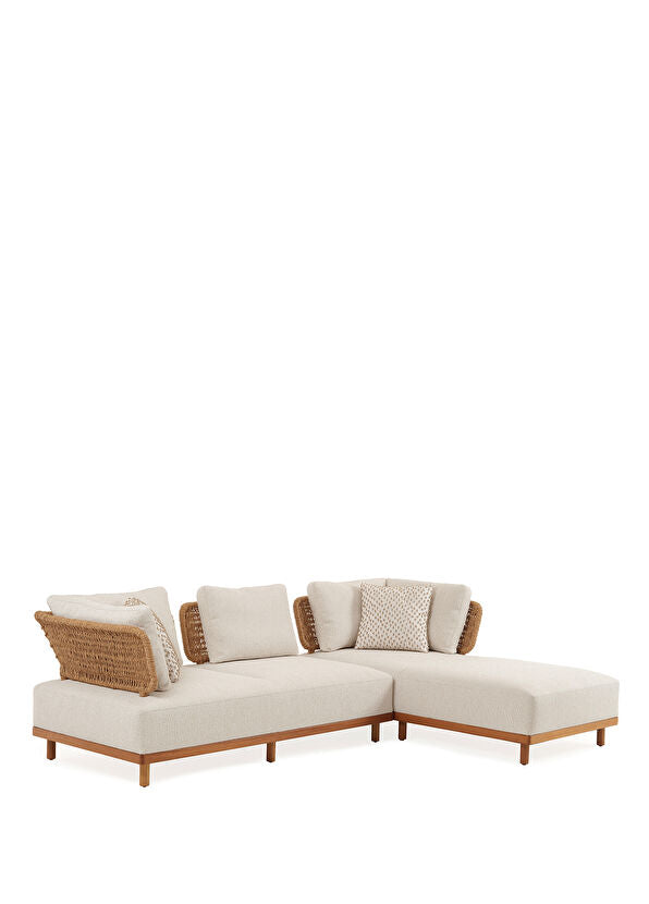 Avend Ekru Uzanmalı Bahçe Köşe Kanepesi