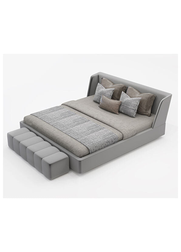 Fly Gri Kumaş Yatak Ünitesi 160 cm