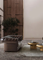 Mozart Kahverengi Deri Chester Kanepe