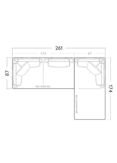 Avend Ekru Uzanmalı Bahçe Köşe Kanepesi