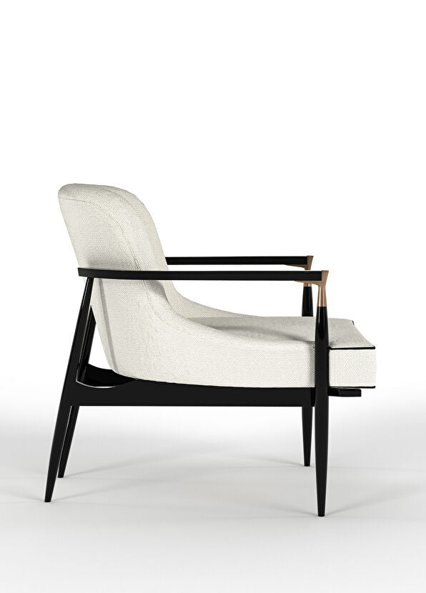 Morini Ahşap Ayaklı Beyaz Tekli Koltuk