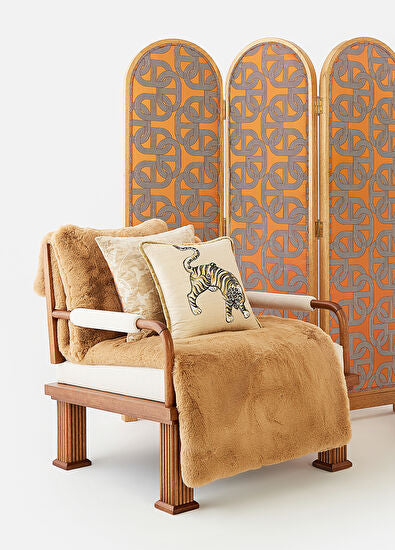 Rattan Detaylı Ceviz Lounge Tekli Koltuk