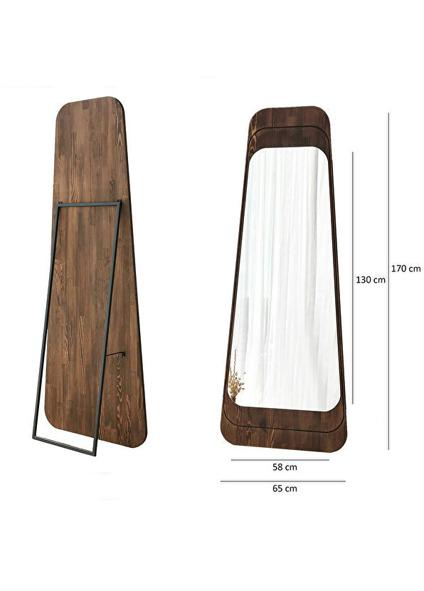 Smooth Ceviz Renkli Masif Boy Ayna