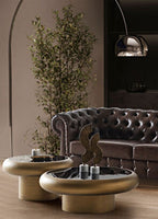 Mozart Kahverengi Deri Chester Kanepe