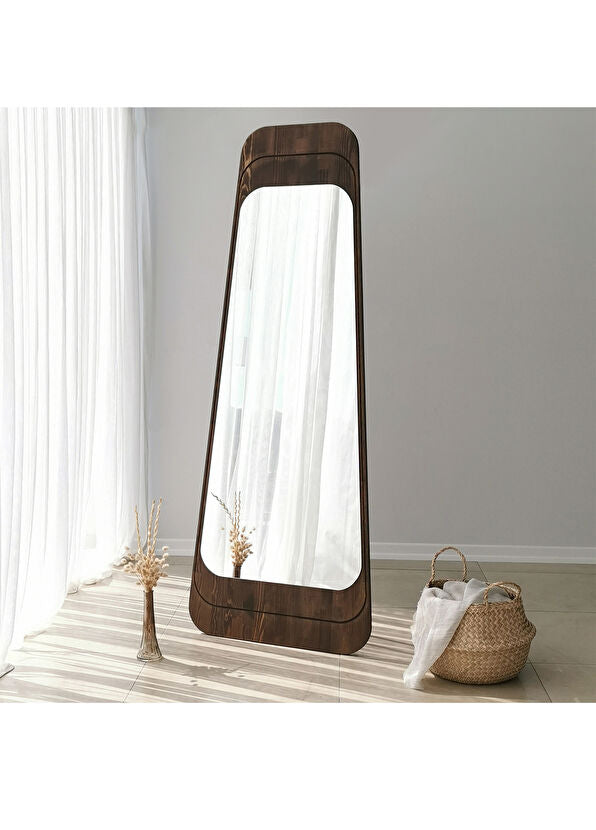 Smooth Ceviz Renkli Masif Boy Ayna