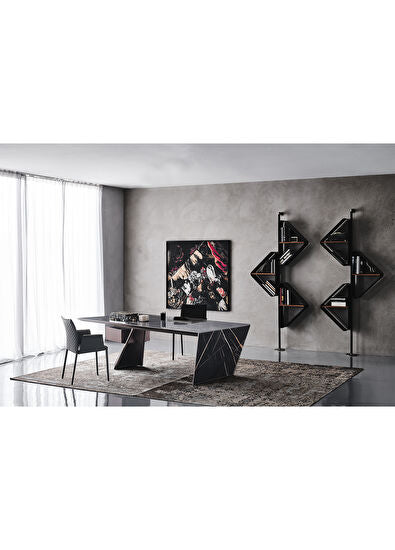 Nasdaq Sahara Noir Desenli Seramik Ofis Masası