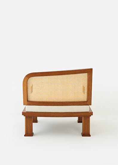 Rattan Detaylı Ceviz Lounge Tekli Koltuk