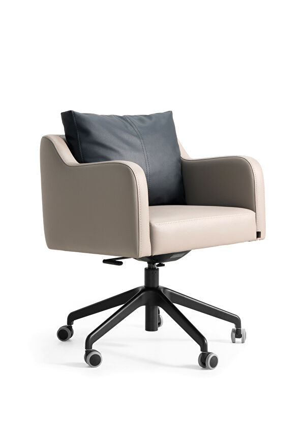 Papillonne Bej Tekerlekli Sırt Detaylı Ofis Sandalyesi