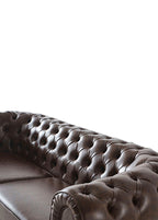 Mozart Kahverengi Deri Chester Kanepe