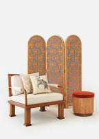 Rattan Detaylı Ceviz Lounge Tekli Koltuk