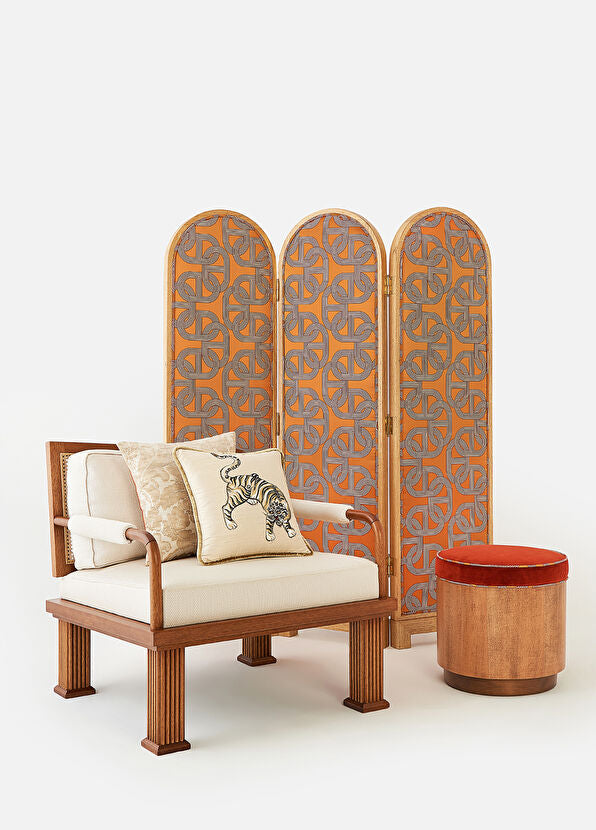 Rattan Detaylı Ceviz Lounge Tekli Koltuk