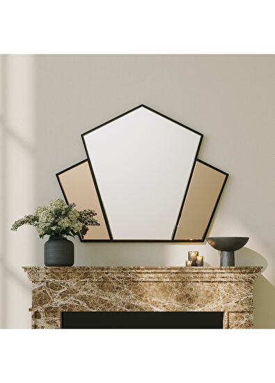 Selfish Bizoteli Bronz Detaylı Siyah Konsol Aynası