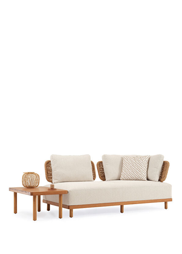 Avend Ekru Iroko Sehpalı Bahçe Kanepesi