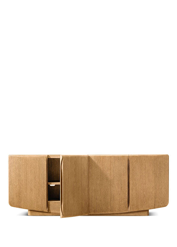 Glow Naturel Meşe Ahşap Dört Kapaklı Konsol