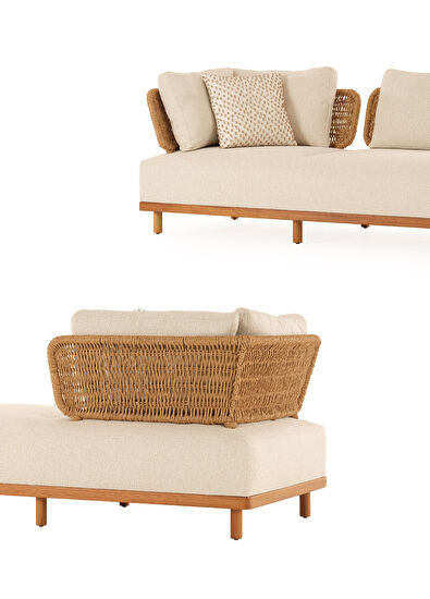 Avend Ekru Uzanmalı Bahçe Köşe Kanepesi